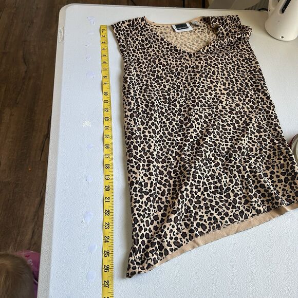 Maggie Barnes Top 4X Sleeveless Leopard Stretch Mob Wife Comfort - Picture 5 of 7